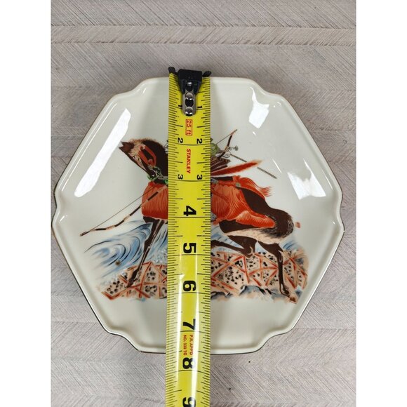 Vintage Toyo Japan Decorative Plate With Samurai Horse Design Oriental Decor - Picture 6 of 8